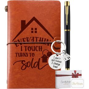 Realtor Gifts, Leather Journal Notebook Gifts for Real Estate Agent Realtors Gifts for Women Men, Closing Gift for Realtors, Thank You Gift for Realtor, Everything I Touch Turns to Sold