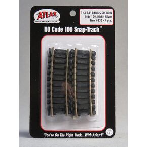 Atlas HO Scale Code 100 1/3 Curve (18" Radius) Track 4 Pack