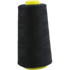 100% Polyester Spool 60s/3 Lightfast Compatible with Most Sergers, Overlocks & Sewing Machines for General Sewing, Dressmaking, Home Textiles, Sportswear- 3000 Yards (1 PC, Black)