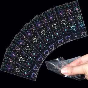 100 Pcs Photocard Sleeves Love Heart-Shape Laser Flashing Card Kpop 200 Microns Ultra Thick Sleeves Protective Cover Foil Card Protector for Photocard Mini Polaroid Kpop Photo Cards