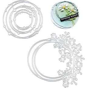 2Pcs Circle Flowers Lace Metal Cutting Die Cuts, Wedding Lace Stencil, Die Cuts for Card Making, DIY Scrapbook, Photo Album Decoration Accessories