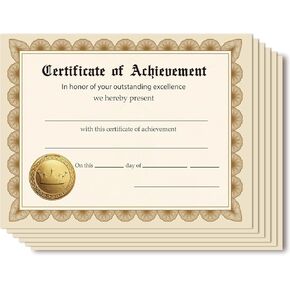 25 Certificate of Achievement, Gold Award Certificates for Students Teachers Parents, 8 x 10 Inches Student Certificates of Recognition, Classroom Teachers Activities Supplies -04