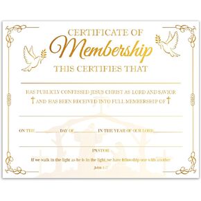 Certificate of Membership, 25 Pcs Church Recognition Certificates for New Members, Gold Foil Religious Membership Certificate, Christian Bible Scripture Favors & Supplies -05