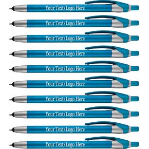 Personalized With your Custom Logo or Text Pens-Pack of 450- for Marketing, Parties, and Events, 2 in 1 Capacitive Stylus & Ballpoint Pen Compatible With Touchscreen Devices, Black Ink, Purple Pens