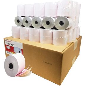 Star SP700 Kitchen Printer Paper (50 Rolls - 50 GSM) 3-ply 3" inch 65' Feet White/Canary/Pink Carbonless Paper for TMU 220 BuyRegisterRolls (3-ply 3" inch 65' Feet)