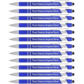 ExpressDesigns™ - Personalized Pens with Stylus - The Legacy - Custom Metallic Printed Name Pens - Black Ink - Imprinted with Logo or Message - Great Gift Ideas - Customizable -12 pcs/pack (Black)
