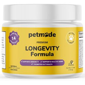 Turkey Tail Mushroom Antioxidant Dog Supplements & Vitamins Powder - Longevity Formula with Prebiotics and Probiotics for All Dogs, Gut Health, 5.3 oz
