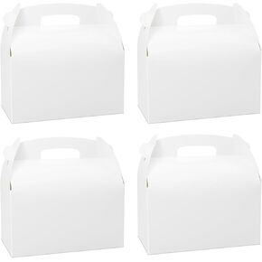 Oletx 30Pcs 9 Inch Large Gable Gift Boxes, White Party Favor Treat Boxes, Lunch Box with Handles for Birthday Babyshower Wedding School Activity Picnic