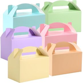 Skyygemm 48 Pcs Back to School Gable Gift Box 6 x 3.5 x 3.5 Inches Colorful Paper Candy Boxes Snack Goodie Cake Treat Boxes for Kids Holiday Birthday Baby Shower Party Favor(Pastel Color)
