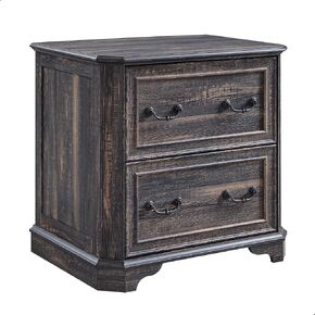 OKD Farmhouse File Cabinet with 30" Wooden Extended Desktop, 2 Spacious Drawers, Flexible Hanging Rod, Holds Letter/Legal/A4, Hexagonal Design & Framed Drawer Fronts, Light Rustic Oak