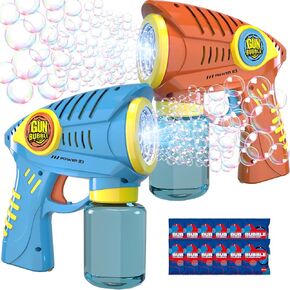 2 Pack Bubble Gun for Kids, Automatic Bubble Blower with Light, Bubble Toys for Party Favor, Carnival Prizes, Wedding, Themed Birthday