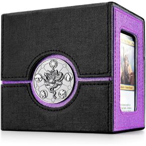 Kabinka Commander Deck Box for MTG with Metal Emblem, Card Deck Box with Dice Tray, Holds 100 Double-Sleeved Cards for TCG/PTCG, Cards Storage Case with 35PT Magnetic Card Holder (Black& Red, Lotus)