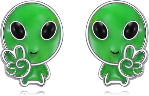 أقراط URONE الغريبة 925 من الفضة الإسترليني UFO أقراط الفضاء أقراط المجوهرات الغريبة هدايا للنساء والرجال in Saudi Arabia