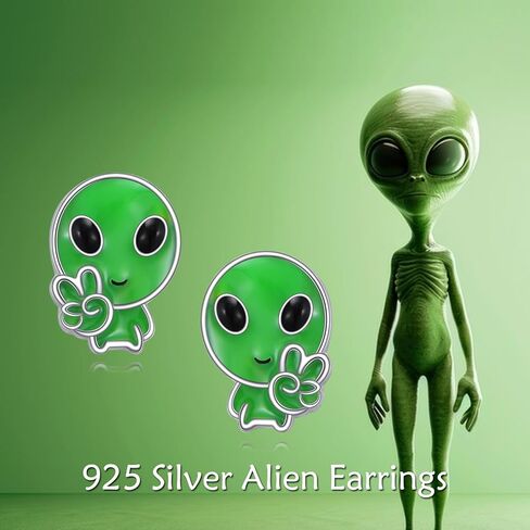 أقراط URONE الغريبة 925 من الفضة الإسترليني UFO أقراط الفضاء أقراط المجوهرات الغريبة هدايا للنساء والرجال in Saudi Arabia