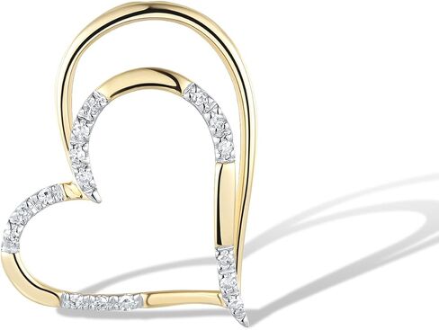 Santuzza 10K Yellow Solid Gold Love Heart Pendant Genuine Diamond Dainty Heart Pendants for Women in Saudi Arabia