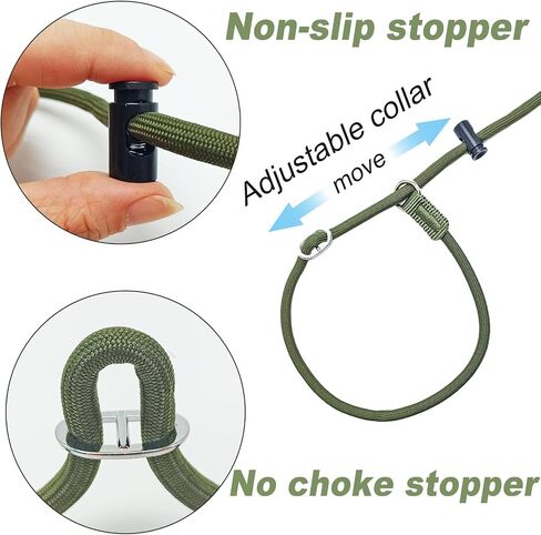 Slip Lead Dog Leash with Double Handles, 7.5FT Training Lead with 360° Swivel Anti-Tangle, Gentle Contorl Leash and Collar for Small Medium Dogs No Pull Walking (Army Green) in Saudi Arabia