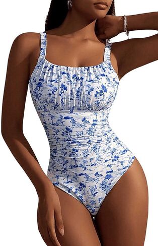 Women's Boho Floral Print One Piece Swimsuit Y2K Bathing Suits Swimwear Beachwear in Saudi Arabia