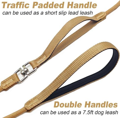 Slip Lead Dog Leash with Double Handles, 7.5FT Training Lead with 360° Swivel Anti-Tangle, Gentle Contorl Leash and Collar for Small Medium Dogs No Pull Walking (Army Green) in Saudi Arabia