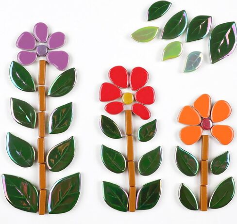 200g/7oz Colorful Leaves Ceramic Mosaic Tiles, DIY Creative Leaf Mosaic Tiles, DIY Handmade Plate vase Cup, Mosaic Crafting Supplies-Green in Saudi Arabia