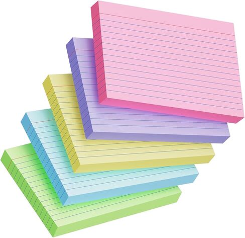 250 Count Index Cards 3x5 Inch 180gsm Heavy Weight Colored Flash Card (50 Sheets Each), Note Taking for Students, Teachers, Professionals, Study Note Cards for Office Home School in Kuwait