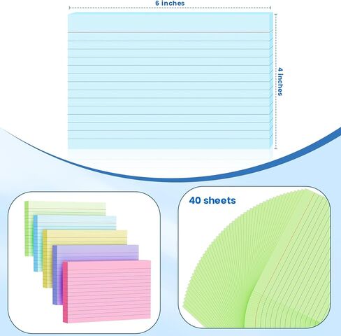 250 Count Index Cards 3x5 Inch 180gsm Heavy Weight Colored Flash Card (50 Sheets Each), Note Taking for Students, Teachers, Professionals, Study Note Cards for Office Home School in Kuwait