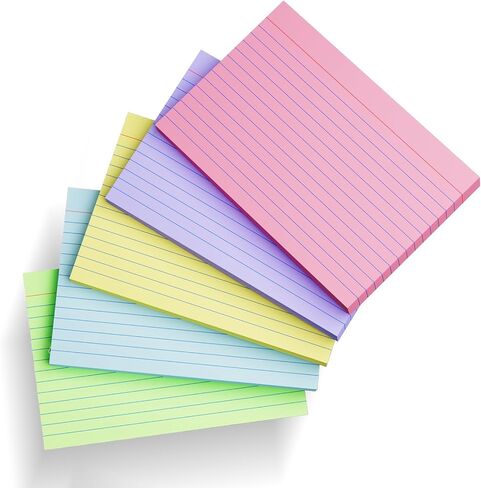 250 Count Index Cards 3x5 Inch 180gsm Heavy Weight Colored Flash Card (50 Sheets Each), Note Taking for Students, Teachers, Professionals, Study Note Cards for Office Home School in Kuwait