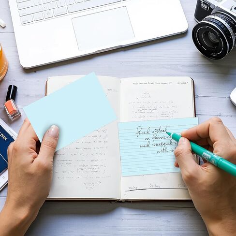 250 Count Index Cards 3x5 Inch 180gsm Heavy Weight Colored Flash Card (50 Sheets Each), Note Taking for Students, Teachers, Professionals, Study Note Cards for Office Home School in Kuwait