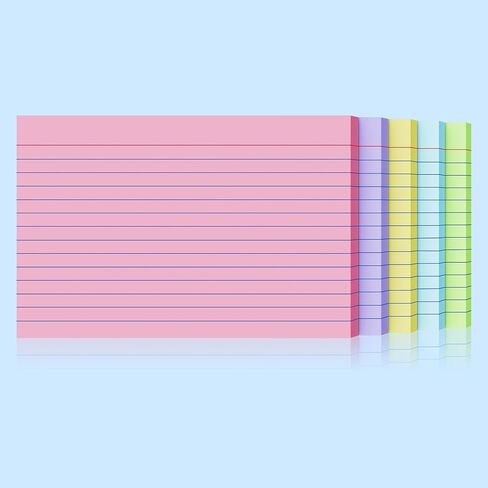 250 Count Index Cards 3x5 Inch 180gsm Heavy Weight Colored Flash Card (50 Sheets Each), Note Taking for Students, Teachers, Professionals, Study Note Cards for Office Home School in Kuwait