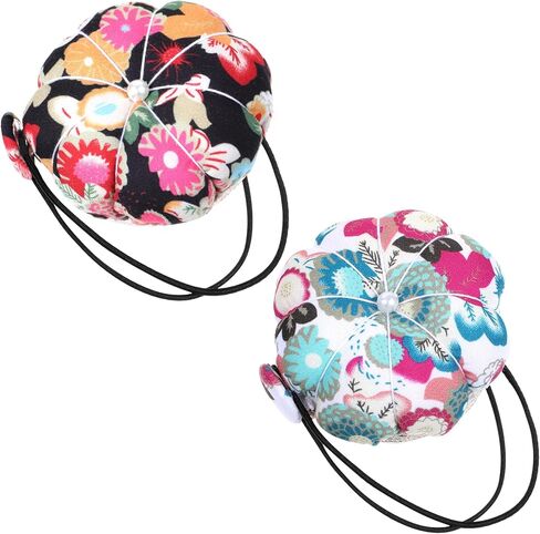 2 Packs Sewing Wearable Pincushion for Sewing Wrist Pins Cushions with Elastic Strap Cute Needle Cushion Pumpkin Needlework DIY Handcraft Needles Holder for Women Needlework or DIY Crafts in Saudi Arabia