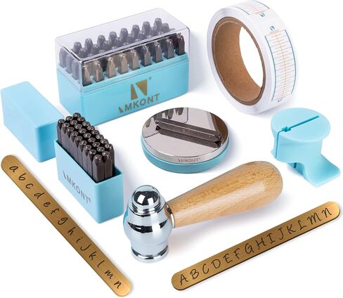 1/8inch 3mm Number and Letter Metal Stamp 63pcs with Metal Bench Block Metal Hammer Set A-Z & a-z &0-9 & Metal Bench Block (Silver) in Saudi Arabia