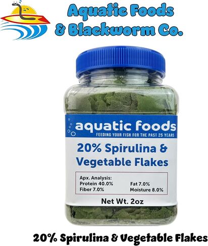 Aquatic Foods Inc. Premium Spirulina & Vegetable Flakes with 20% Spirulina for African Cichlids, Angle Fish, All Tropical Fish Also Pellet Mix, Wafer Mix Included…6oz in Saudi Arabia