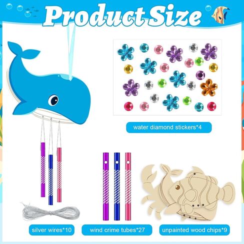 Wooden Ocean Animals Wind Chime Kit Make Your Own Sea Animal Crafts Coloring DIY Wind Chime kit for Summer Activities Birthday Favor School Home Art Party Decorations 9 Pack in Saudi Arabia