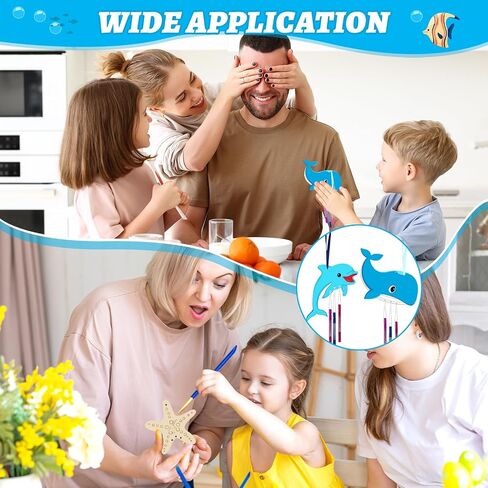 Wooden Ocean Animals Wind Chime Kit Make Your Own Sea Animal Crafts Coloring DIY Wind Chime kit for Summer Activities Birthday Favor School Home Art Party Decorations 9 Pack in Saudi Arabia