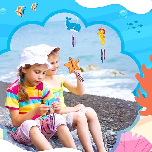 Wooden Ocean Animals Wind Chime Kit Make Your Own Sea Animal Crafts Coloring DIY Wind Chime kit for Summer Activities Birthday Favor School Home Art Party Decorations 9 Pack in Saudi Arabia