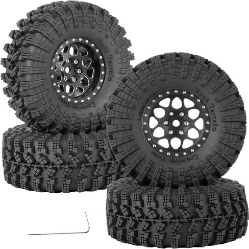 1.3 "إطارات عجلة Beadlock تم تعيينها لـ 1/18 1/24 SCX24 TRX4M RC CRAWLER CAR ، Alloy RC RIMS RINGS RINGS جميع إطارات RC TIRES ، قوس قزح in Saudi Arabia