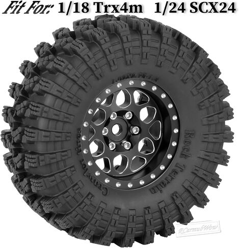 1.3 "إطارات عجلة Beadlock تم تعيينها لـ 1/18 1/24 SCX24 TRX4M RC CRAWLER CAR ، Alloy RC RIMS RINGS RINGS جميع إطارات RC TIRES ، قوس قزح in Saudi Arabia