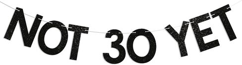 Not 30 Yet Banner - Last Year In My 20s, Happy 29th Birthday Banner, Cheer to 29 Years, Funny 29th Birthday Party Decorations Black Glitter in Kuwait