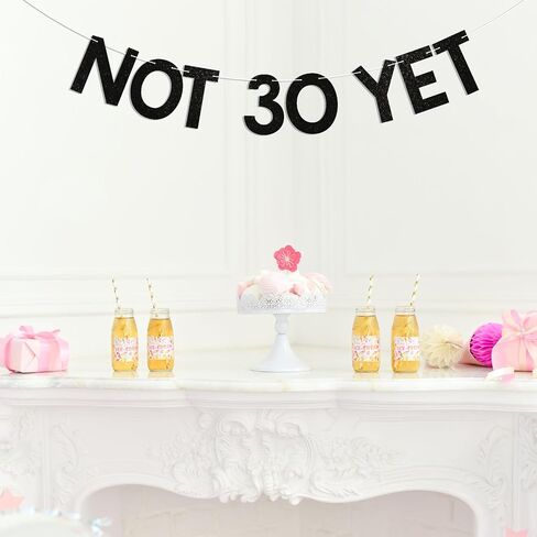 Not 30 Yet Banner - Last Year In My 20s, Happy 29th Birthday Banner, Cheer to 29 Years, Funny 29th Birthday Party Decorations Black Glitter in Kuwait