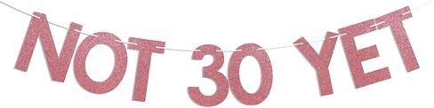 Not 30 Yet Banner - Last Year In My 20s, Happy 29th Birthday Banner, Cheer to 29 Years, Funny 29th Birthday Party Decorations Black Glitter in Kuwait