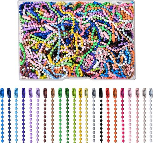 200 Pcs Ball Bead Chain Bulk Keychain 4.7 Inch Metal Dog Tag Small Chains with Connectors for Hanging Decoration in Kuwait