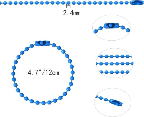 200 Pcs Ball Bead Chain Bulk Keychain 4.7 Inch Metal Dog Tag Small Chains with Connectors for Hanging Decoration in Kuwait