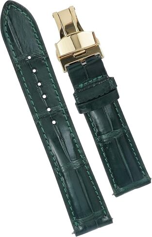 18mm Black Alligator Belly Leather Watch Band Deployment Clasp Men Quick Release Crocodile Exotic Replacement Wristwatch Strap Premium Handmade DH-01D-S-18MM in Kuwait
