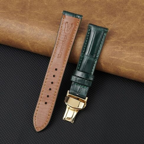 18mm Black Alligator Belly Leather Watch Band Deployment Clasp Men Quick Release Crocodile Exotic Replacement Wristwatch Strap Premium Handmade DH-01D-S-18MM in Kuwait