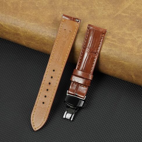18mm Black Alligator Belly Leather Watch Band Deployment Clasp Men Quick Release Crocodile Exotic Replacement Wristwatch Strap Premium Handmade DH-01D-S-18MM in Kuwait