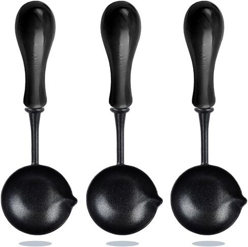 3 Pieces Wax Seal Spoons with Wooden Handles,Non-Slip Sealing Waxing Spoon, Easy to Clean for DIY Wax Seal Stamp, Ideal for Envelope & Letter Art Crafts (Black) in Kuwait