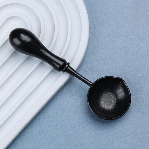 3 Pieces Wax Seal Spoons with Wooden Handles,Non-Slip Sealing Waxing Spoon, Easy to Clean for DIY Wax Seal Stamp, Ideal for Envelope & Letter Art Crafts (Black) in Kuwait