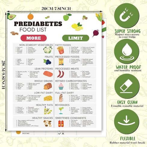 Xuhal 4 Pcs Prediabetic Grocery Lists Chart Magnet Fridge 8.3 x 11 Prediabetic Meal Planner Magnetic Grocery Food Journal Log Blood Glucose Values Record Sheet with 3 Dry Erase Pens in Saudi Arabia