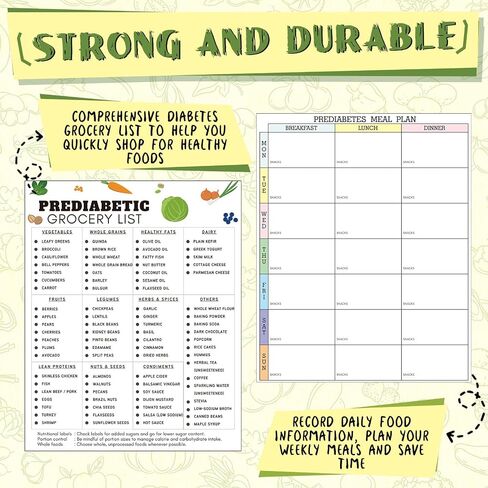 Xuhal 4 Pcs Prediabetic Grocery Lists Chart Magnet Fridge 8.3 x 11 Prediabetic Meal Planner Magnetic Grocery Food Journal Log Blood Glucose Values Record Sheet with 3 Dry Erase Pens in Saudi Arabia