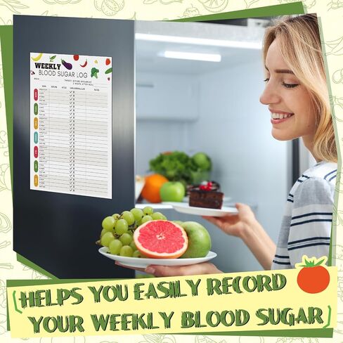 Xuhal 4 Pcs Prediabetic Grocery Lists Chart Magnet Fridge 8.3 x 11 Prediabetic Meal Planner Magnetic Grocery Food Journal Log Blood Glucose Values Record Sheet with 3 Dry Erase Pens in Saudi Arabia