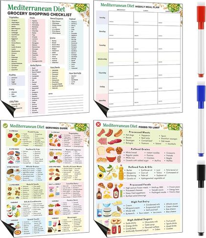 Xuhal 4 Pcs Prediabetic Grocery Lists Chart Magnet Fridge 8.3 x 11 Prediabetic Meal Planner Magnetic Grocery Food Journal Log Blood Glucose Values Record Sheet with 3 Dry Erase Pens in Saudi Arabia